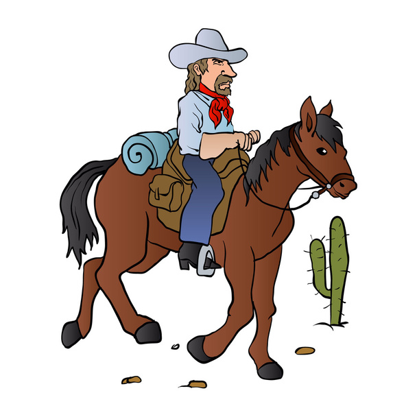 Cowboy auf der Pferdevektorillustration  - Vektor, Bild