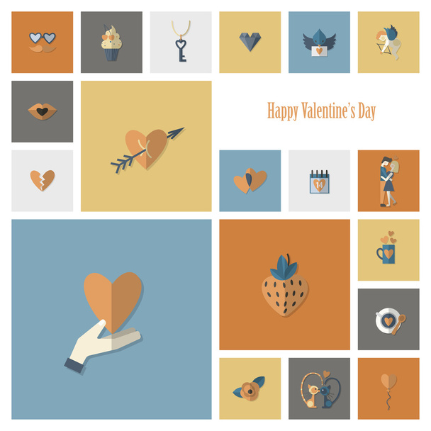 Happy Valentines Day Icons - Vector, Image