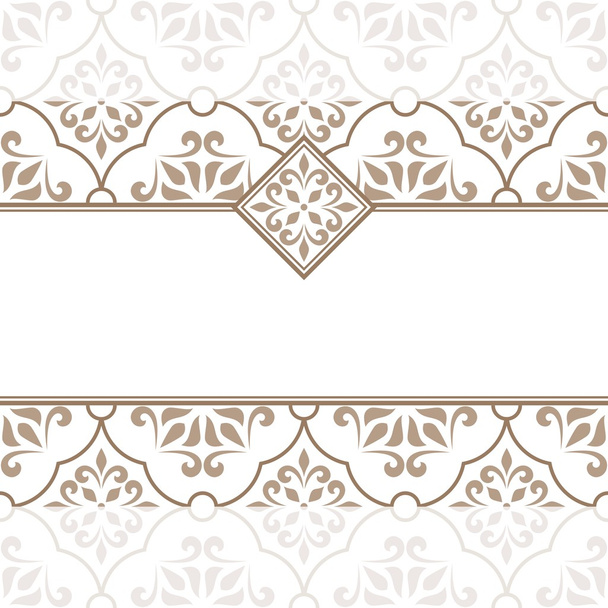 Vintage invitation card with beige ornament. - Vector, afbeelding