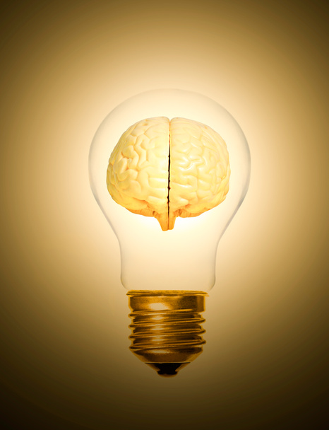 lâmpada de luz do cérebro acesa
 - Foto, Imagem