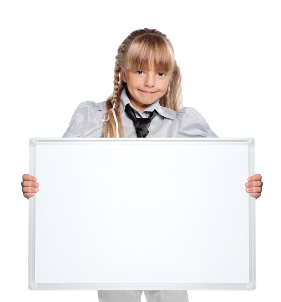 Little girl with white blank - Fotó, kép