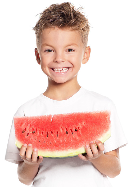 Boy with watermelon - Foto, afbeelding