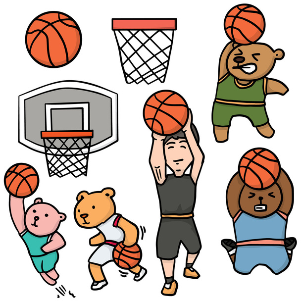 vector conjunto de baloncesto, oso, jugador de baloncesto
 - Vector, imagen