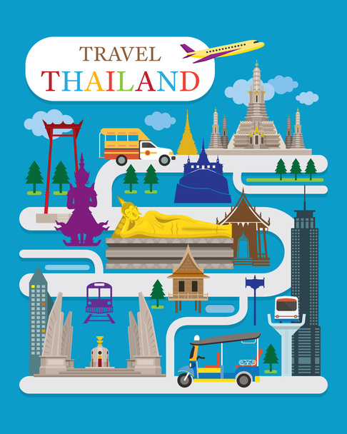 Viaje Tailandia Diseño plano Vector
 - Vector, Imagen