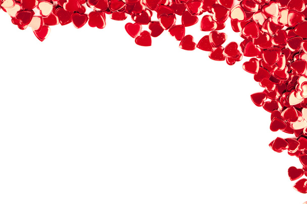 Confetti hearts on white background - Фото, изображение