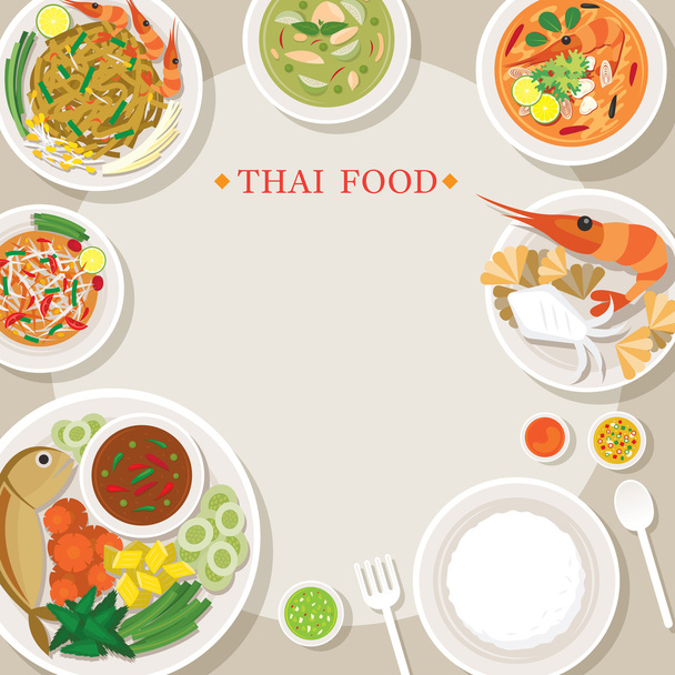 Thajské jídlo a kuchyně rám - Vektor, obrázek