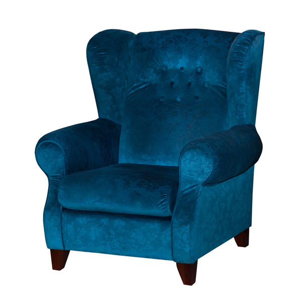 Blauw textiel stoel geïsoleerd - Foto, afbeelding