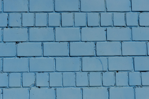 Brick wall. Wall painted in blue color. Texture - Φωτογραφία, εικόνα