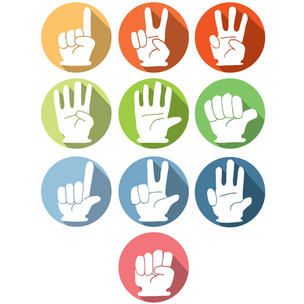 vector set of hand number gesture - Vetor, Imagem