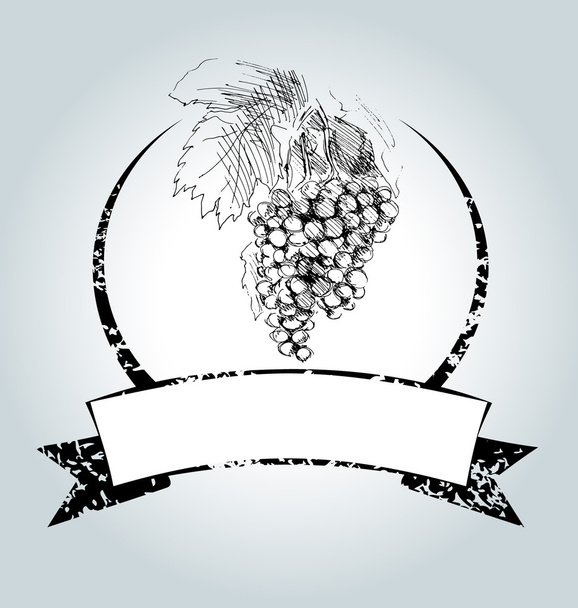 Vektorové vinobraní popisek s hrozny - Vektor, obrázek