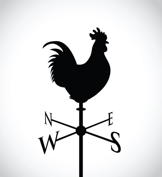 cockerel on a weather post - Vector, Image