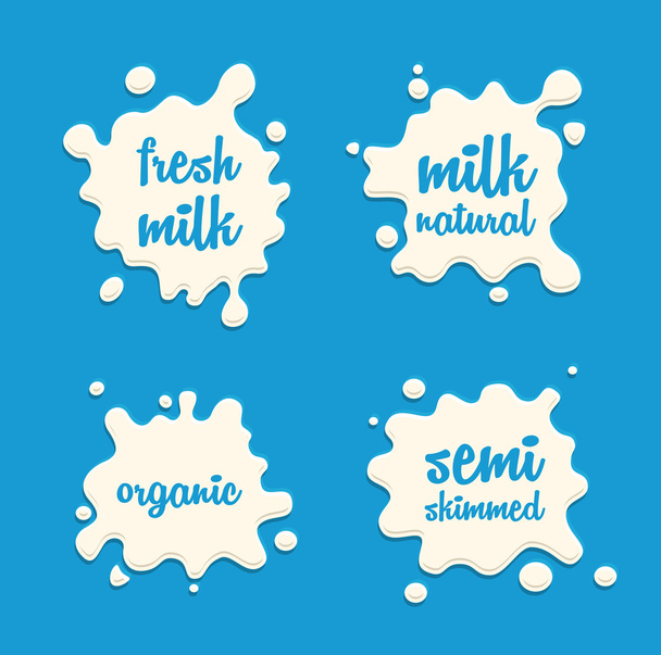 milk splash set - Vector, Image