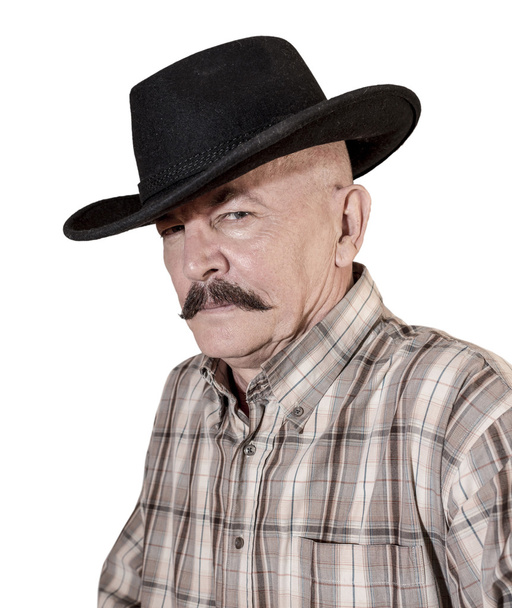 The cowboy with mustache, in a black hat   - Foto, Imagem