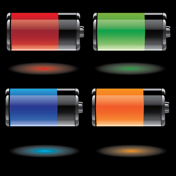 Vector color transparent battery set - Vektor, kép