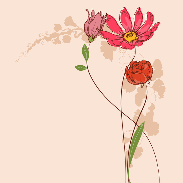 Vector flowers. Floral greeting card - ベクター画像