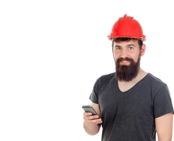 handsome hipster man with red helmet    - Photo, Image
