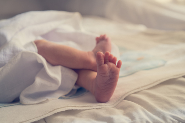 newborn feet close up. - Foto, Imagem