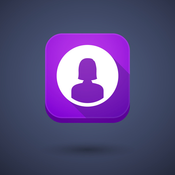 Čtvercové dlouho tlačítko stín app s ženský avatar - Vektor, obrázek