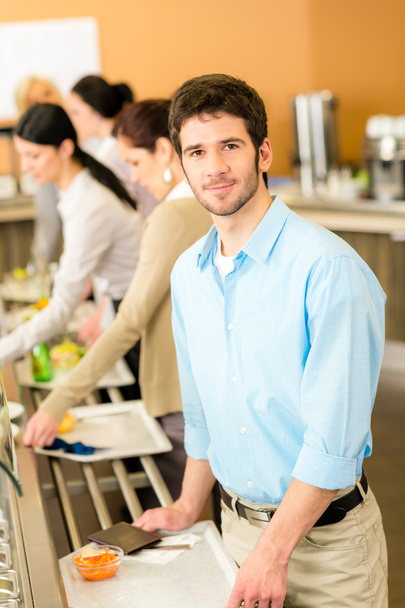 Business man take cafeteria lunch food - Foto, imagen