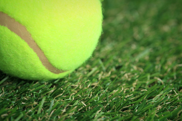 Pelota de tenis sobre hierba
 - Foto, imagen