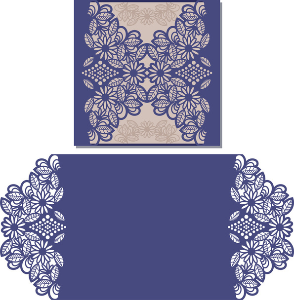 Laser cut pattern for invitation card for wedding - Vector, Image