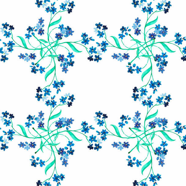 Watercolor blue flower. Seamless pattern  - Foto, imagen