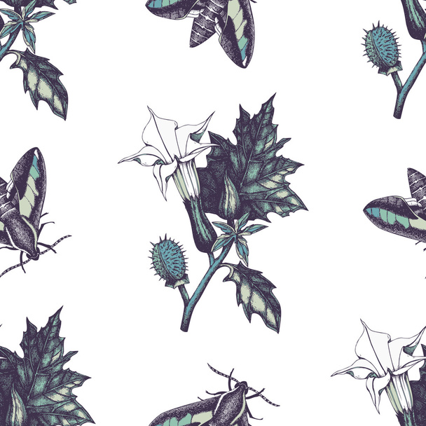 Vintage pattern with butterflies and flowers - Вектор, зображення