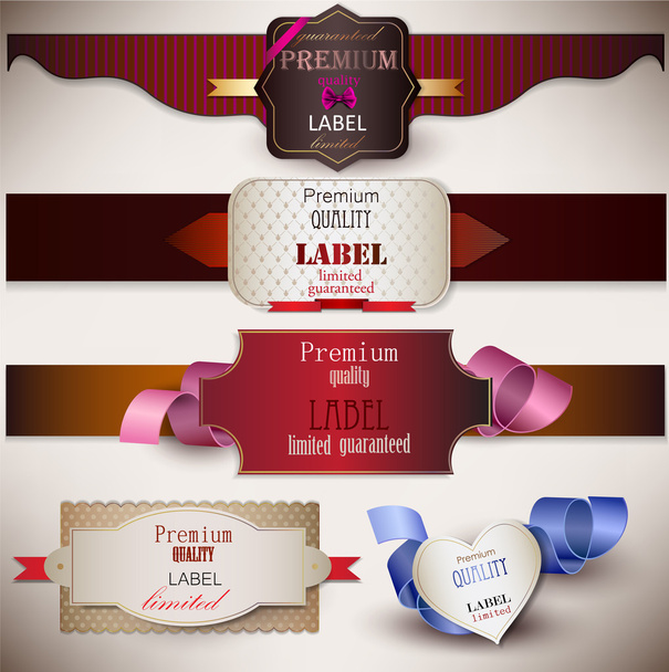 Set of holiday banners with ribbons. Vector background - Vektör, Görsel