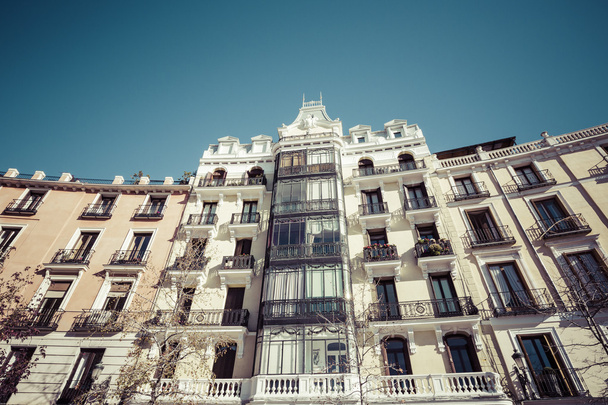 Mediterranean architecture in Spain. Old apartment building in Madrid - Photo, Image