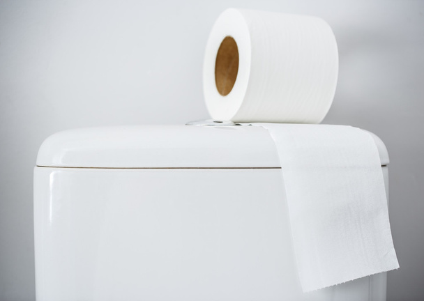 Χαρτί υγιεινής στη δεξαμενή τουαλέτας λευκό - Φωτογραφία, εικόνα