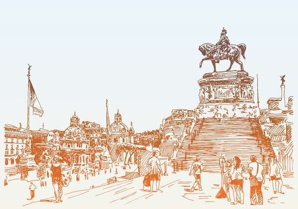 boceto dibujo a mano de Roma Italia famoso paisaje urbano, tarjeta de viaje
 - Vector, imagen