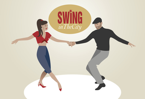 Young Couple dancing swing - Vector, Image