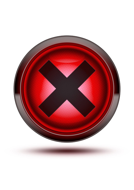Ярко-красная кнопка освещения с хромированным внешним кольцом и черным cr
 - Фото, изображение