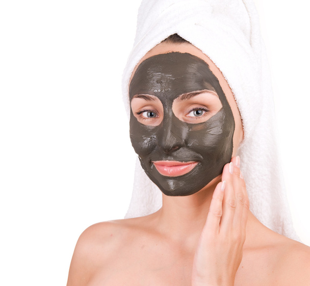 Sea Mud Mask On The Woman's Face. Spa - 写真・画像