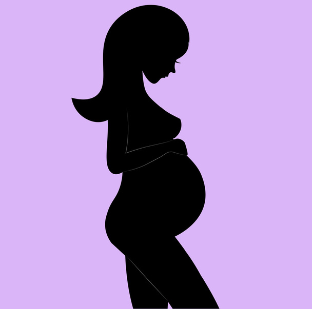 Silueta de mujer embarazada sobre fondo gris. Ilustración vectorial
. - Vector, Imagen