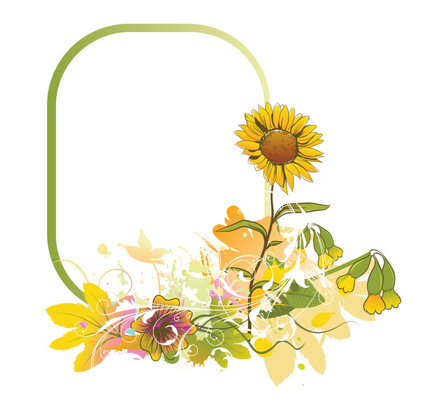 Colorful floral frame - Vektör, Görsel