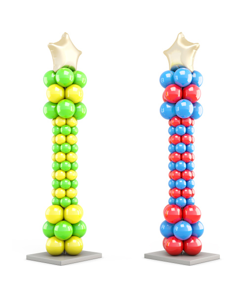 Dos columnas de globos sobre un fondo blanco. renderizado 3d
 - Foto, imagen
