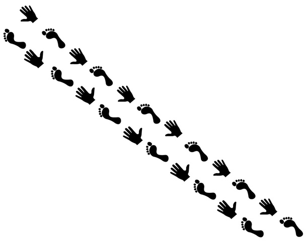 Черные следы ног, рук
 - Вектор,изображение