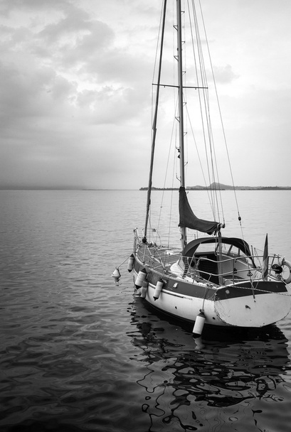 Navegando amarrado. Foto en blanco y negro
 - Foto, imagen