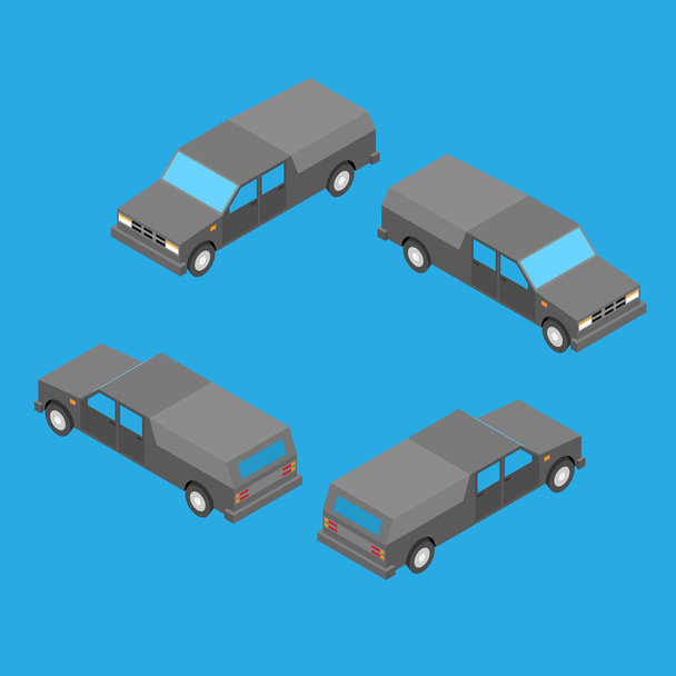 isometric double cab pickup truck - Vector, Image