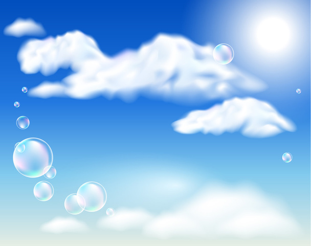 Felhők és a buborékok - Vektor, kép