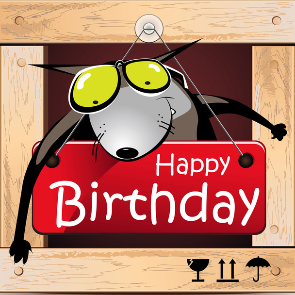Happy Birthday dog greeting card - Vektor, kép