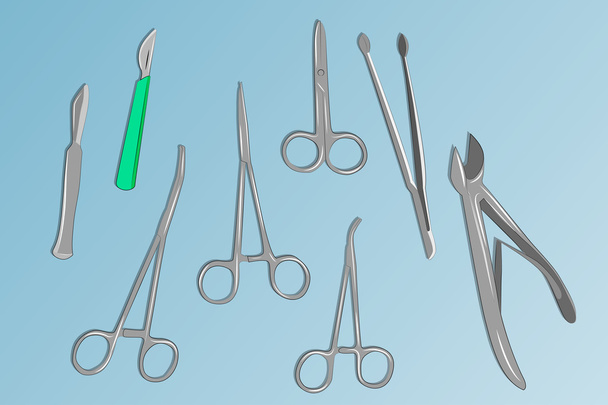 základní chirurgické nástroje - Vektor, obrázek