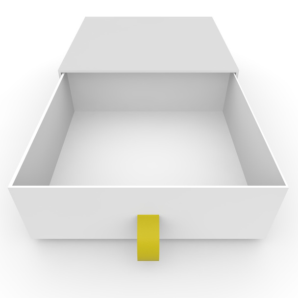 Caixa branca aberta em branco com corda
 - Foto, Imagem