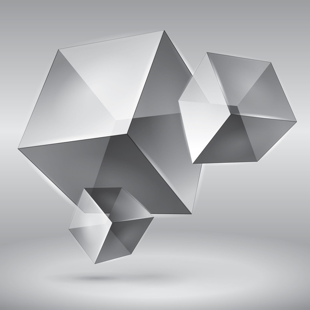 Vector cube, transparent object, graphic abstraction design - Vetor, Imagem