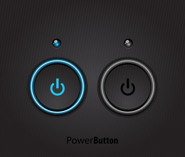 Black led light power button - Vektor, Bild