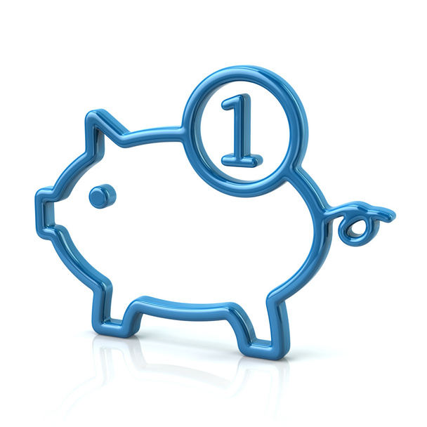 blue piggy bank icon - Фото, изображение