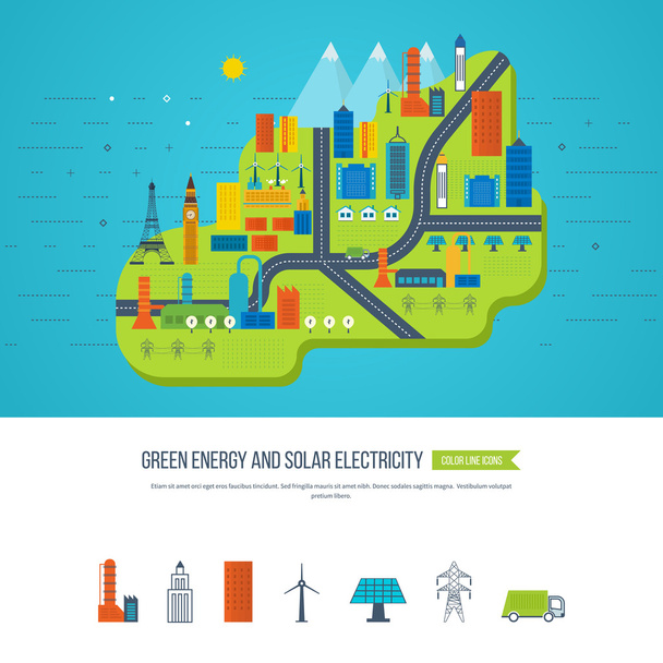 illustration with icons of ecology  - Vector, afbeelding