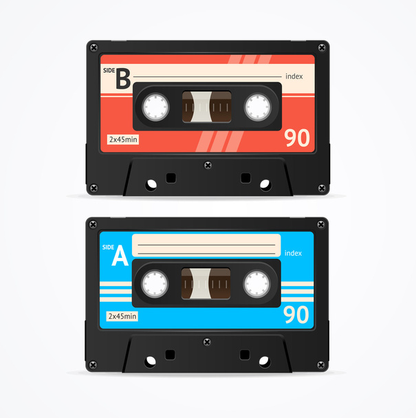 Colorful Cassette Tape Old Set. Vector - Vektor, Bild
