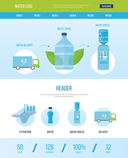  icons of water bottle in office - Vector, Image